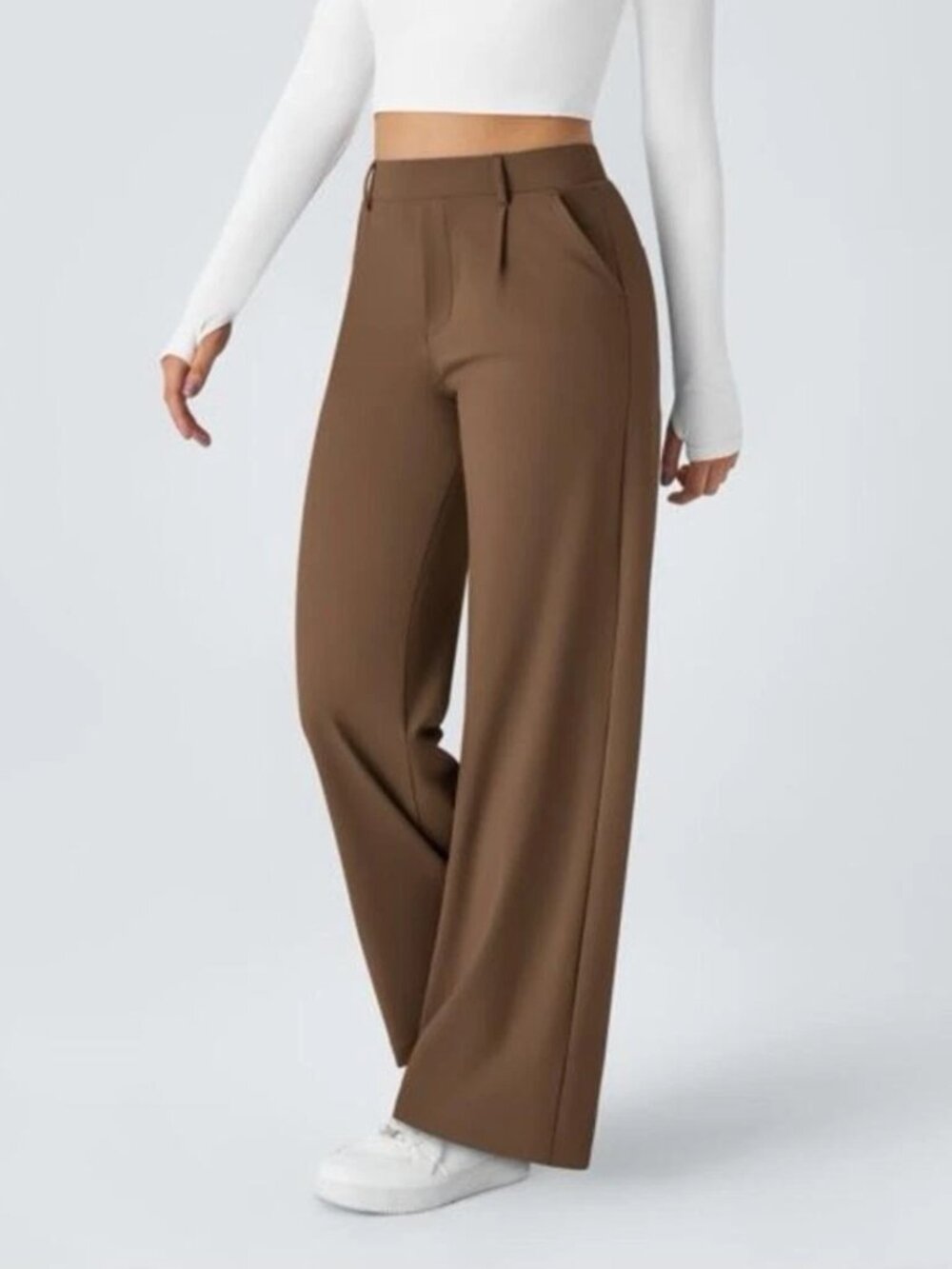 Halara Size Petite L FlexDay Stretch High Waist Pocket Straight Leg Work Pants